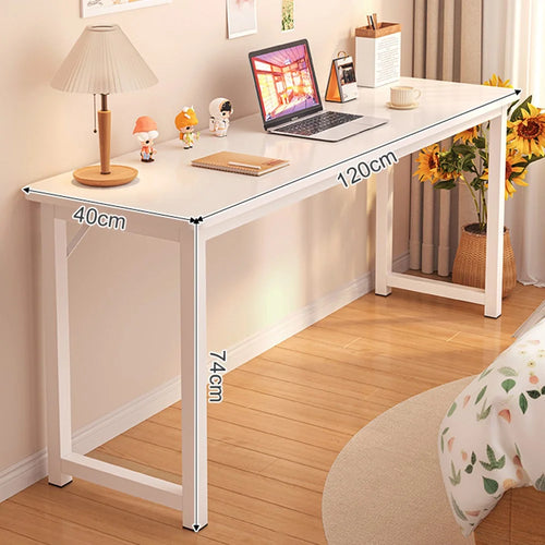 120 x 40cm Single Layer Narrow Desk Home Office Table Compact Workstation for Bedroom / Study - White - 1