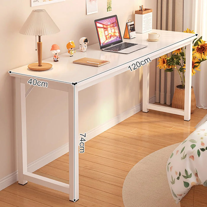 120 x 40cm Single Layer Narrow Desk Home Office Table Compact Workstation for Bedroom / Study - White - 1
