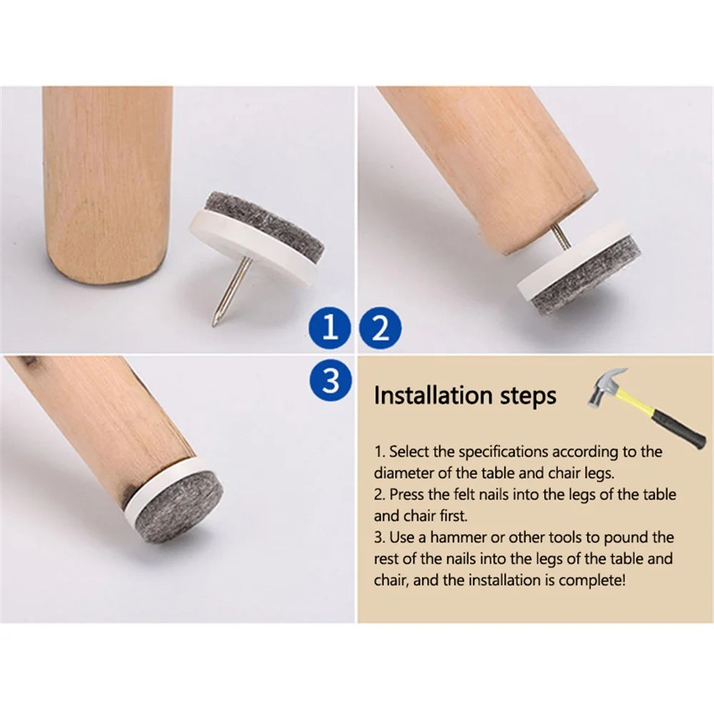 10Pcs / Set 22mm Chair Table Furniture Leg Bottom Feet Pad Noise Reduction Floor Protector Nail - Black - 7