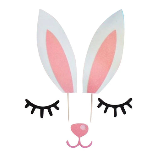 Cake Decoration Card Set with Bamboo Stick, Cute Design Bakeware Accessories for Kids Party / Spring Theme Desserts (No FDA) - Rabbit - 1