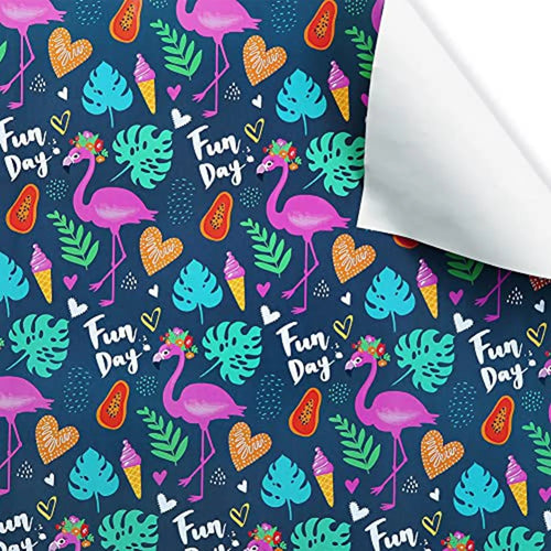 10Pcs 70 x 50cm Cute Cartoon Pattern Gift Wrapping Paper for Kids Birthday Gift Box Packaging Paper - Bird+Ice Cream - 1