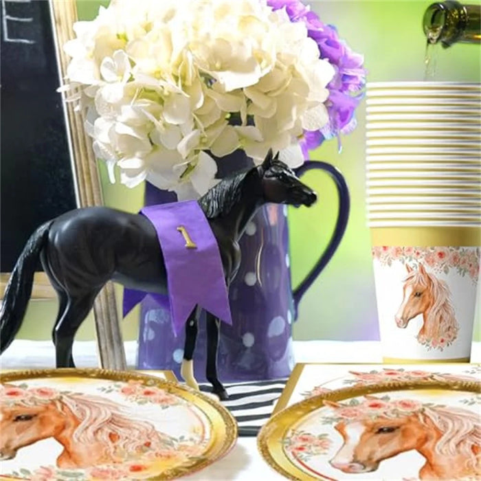 52Pcs Horse Theme Birthday Party Decorations Tableware Set with 16 Paper Plates, 16 Cups, 20 Napkins, for Celebration (No FDA) - 4