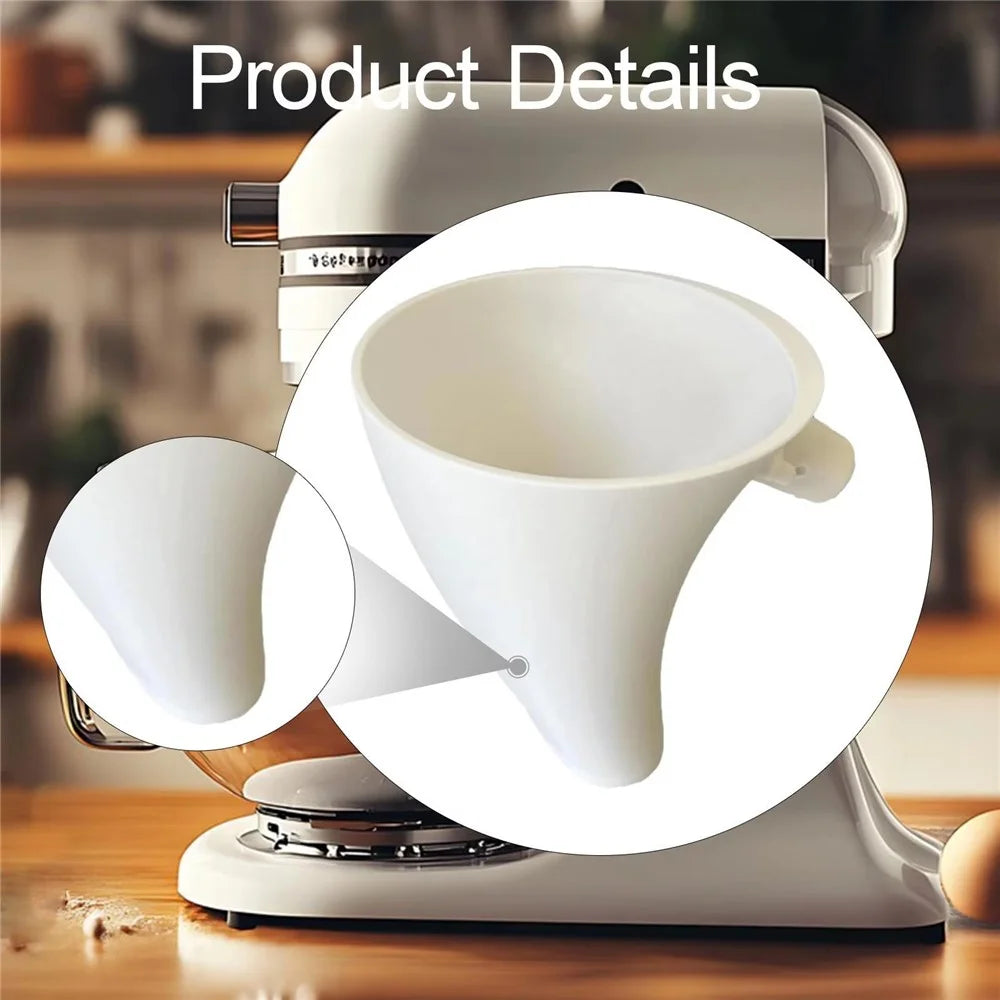 For KitchenAid Mixer 5QT Food Grade Plastic Flour Funnel Tilt Head Stand Mixer Attachment (BPA Free, No FDA) - White - 2