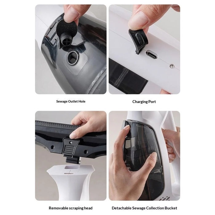 Handheld Electric Window Cleaner with Extendable Pole / Spray Bottle, Portable Vacuum Squeegee for Home Glass Cleaning - EU Plug - 7