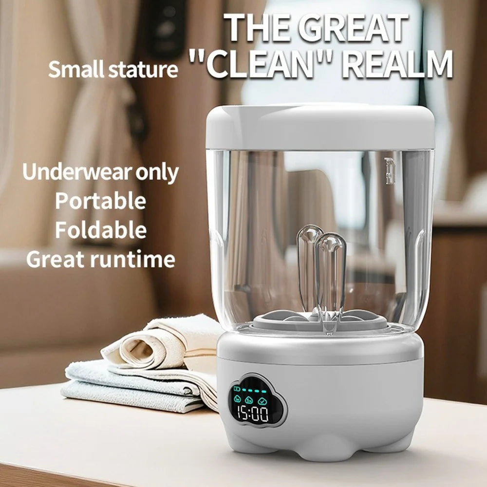 Mini Laundry Cup Portable Washing Machine Foldable Design with 3 Wash Modes for Underwear / Socks - White - 2
