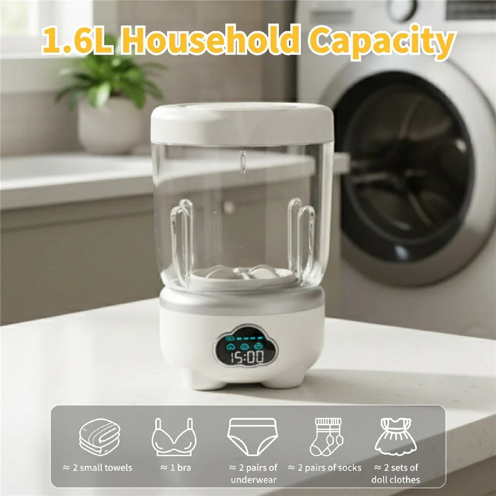 Mini Laundry Cup Portable Washing Machine Foldable Design with 3 Wash Modes for Underwear / Socks - White - 5