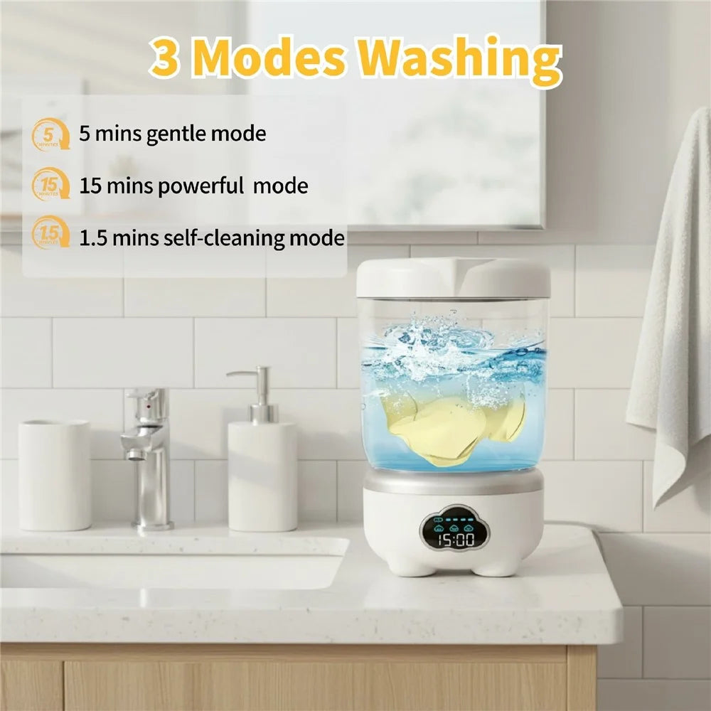 Mini Laundry Cup Portable Washing Machine Foldable Design with 3 Wash Modes for Underwear / Socks - White - 6