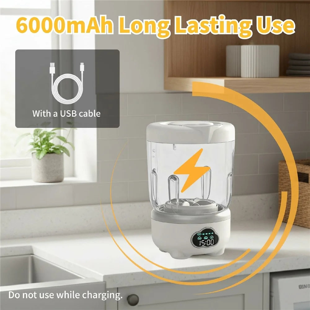 Mini Laundry Cup Portable Washing Machine Foldable Design with 3 Wash Modes for Underwear / Socks - White - 7