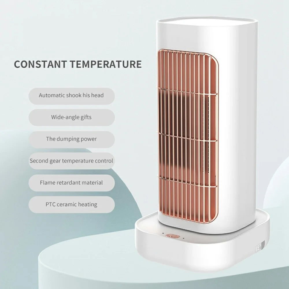 MR10 PTC Ceramic Space Heater Oscillating Fan Heater Portable Electric Heater for Home, EU Plug - White - 2