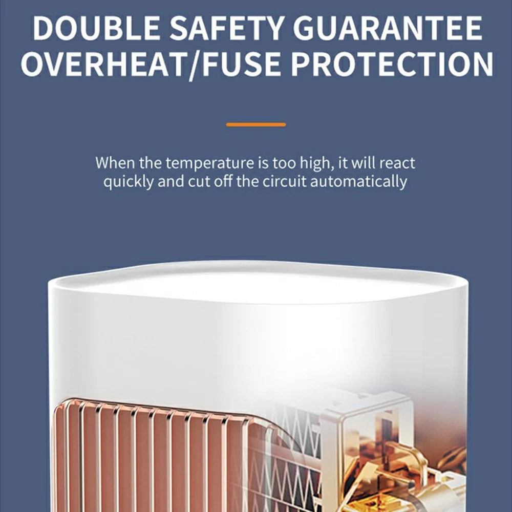 MR10 PTC Ceramic Space Heater Oscillating Fan Heater Portable Electric Heater for Home, EU Plug - White - 7