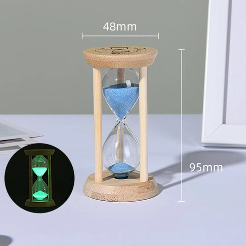 Time Hourglass 1 Minute Sand Timer Luminous Design Engraved Wooden Base Desktop Decoration - Blue - 1