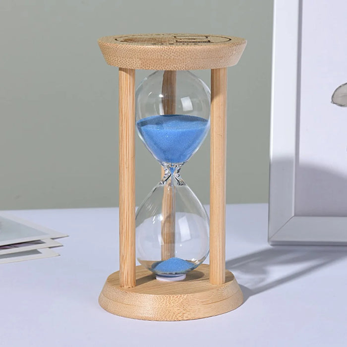 Time Hourglass 1 Minute Sand Timer Luminous Design Engraved Wooden Base Desktop Decoration - Blue - 3