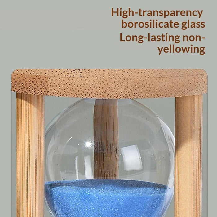 Time Hourglass 1 Minute Sand Timer Luminous Design Engraved Wooden Base Desktop Decoration - Blue - 4