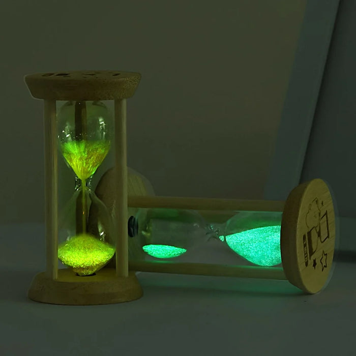 Time Hourglass 1 Minute Sand Timer Luminous Design Engraved Wooden Base Desktop Decoration - Blue - 6