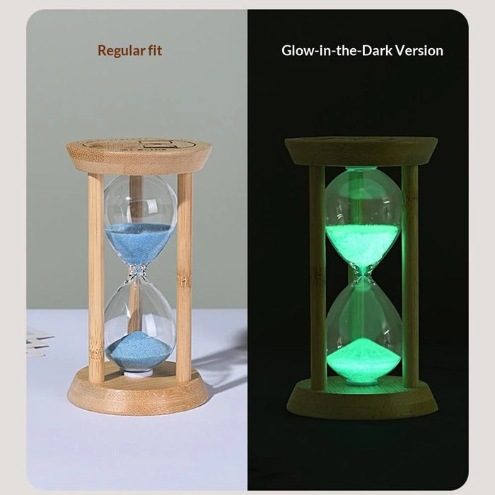 Time Hourglass 10 Minutes Sand Timer Luminous Design Engraved Wooden Base Desktop Decoration - Blue - 2