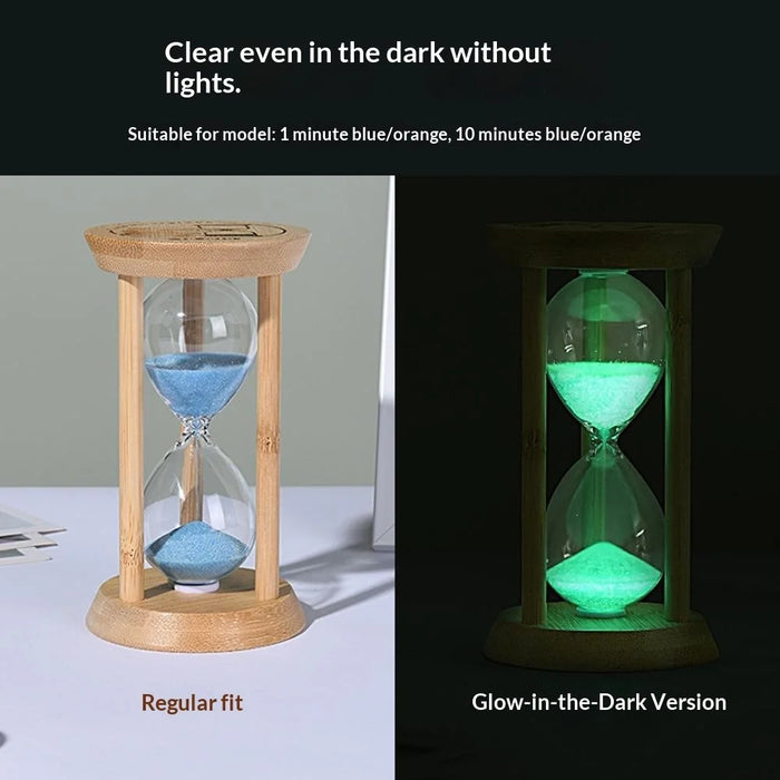 Time Hourglass 10 Minutes Sand Timer Luminous Design Engraved Wooden Base Desktop Decoration - Blue - 3