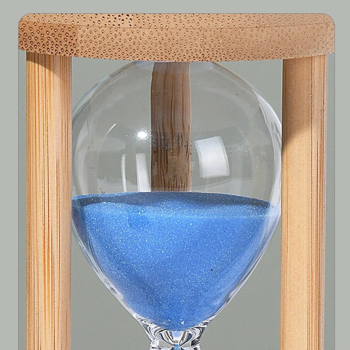 Time Hourglass 10 Minutes Sand Timer Luminous Design Engraved Wooden Base Desktop Decoration - Blue - 5