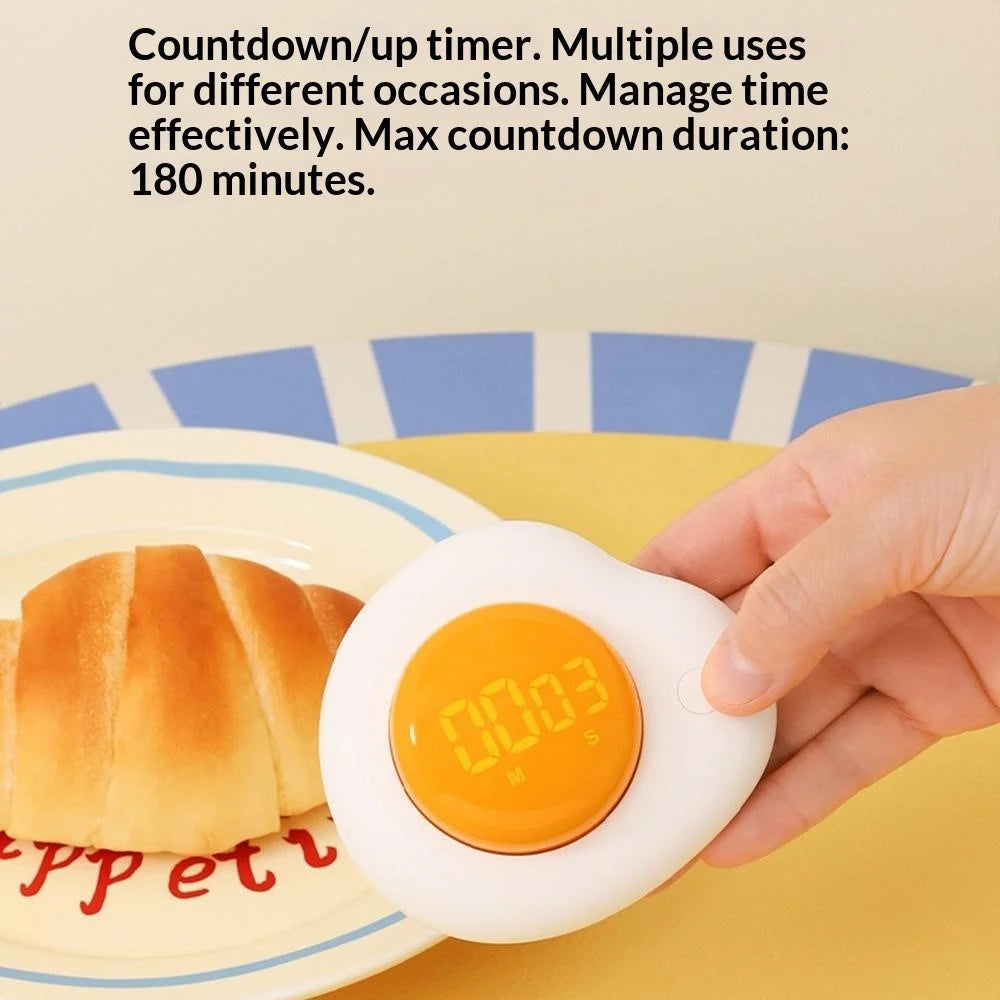 Creative Egg Magnetic Timer Kitchen Countdown Clock with Forward  /  Reverse Timing Modes for Cooking  /  Study  /  Work - White - 4