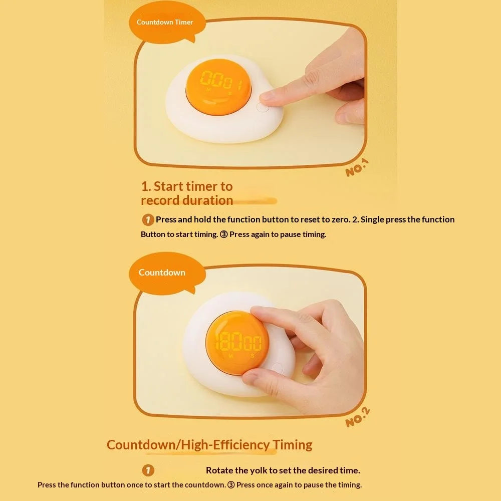 Creative Egg Magnetic Timer Kitchen Countdown Clock with Forward  /  Reverse Timing Modes for Cooking  /  Study  /  Work - White - 5
