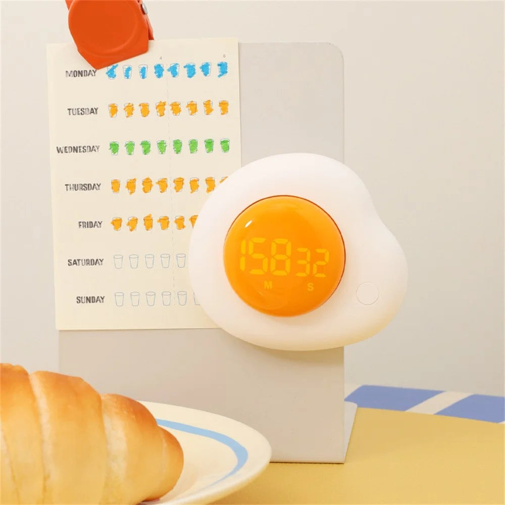 Creative Egg Magnetic Timer Kitchen Countdown Clock with Forward  /  Reverse Timing Modes for Cooking  /  Study  /  Work - White - 6