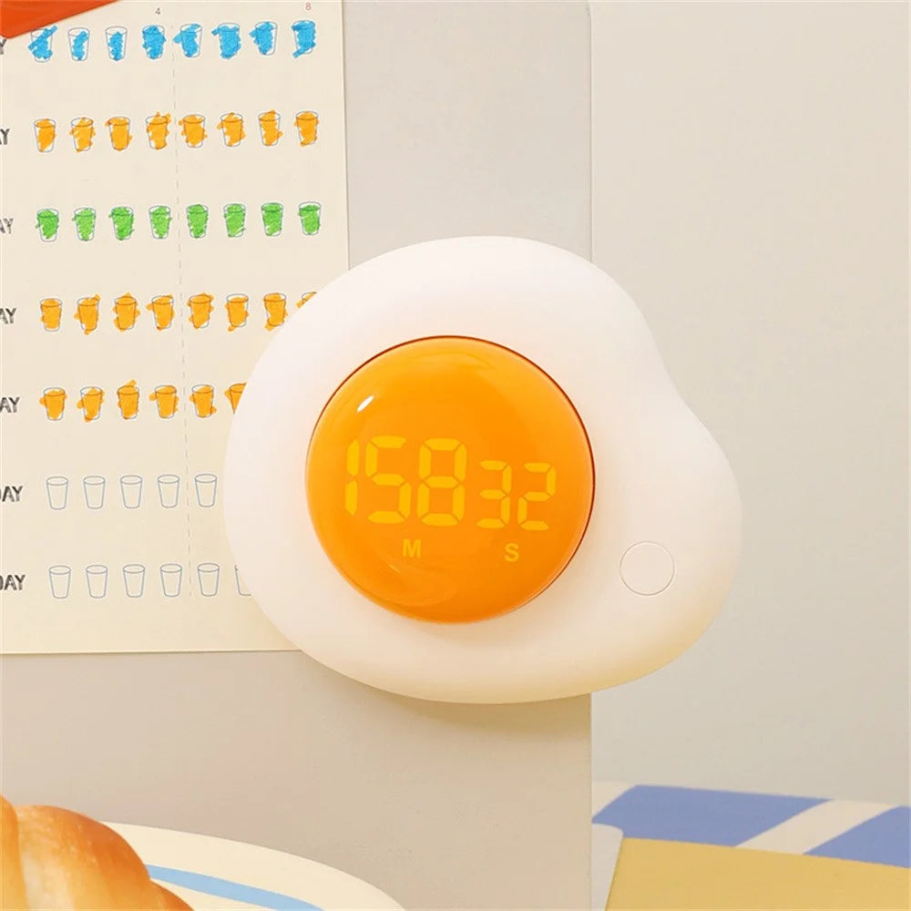 Creative Egg Magnetic Timer Kitchen Countdown Clock with Forward  /  Reverse Timing Modes for Cooking  /  Study  /  Work - White - 7