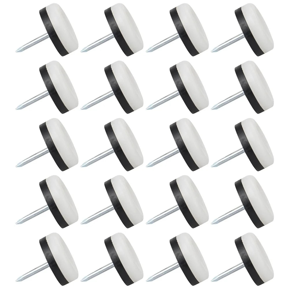 20Pcs / Set 28mm Diameter Thickened Furniture Nail-on Sliders Pads Floor Protector for Chair Table Sofa Feet Protecting Wooden Floor - 1