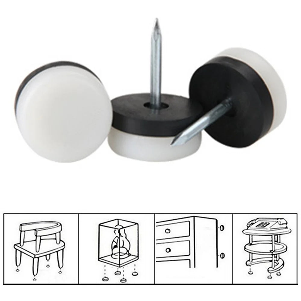 20Pcs / Set 28mm Diameter Thickened Furniture Nail-on Sliders Pads Floor Protector for Chair Table Sofa Feet Protecting Wooden Floor - 2