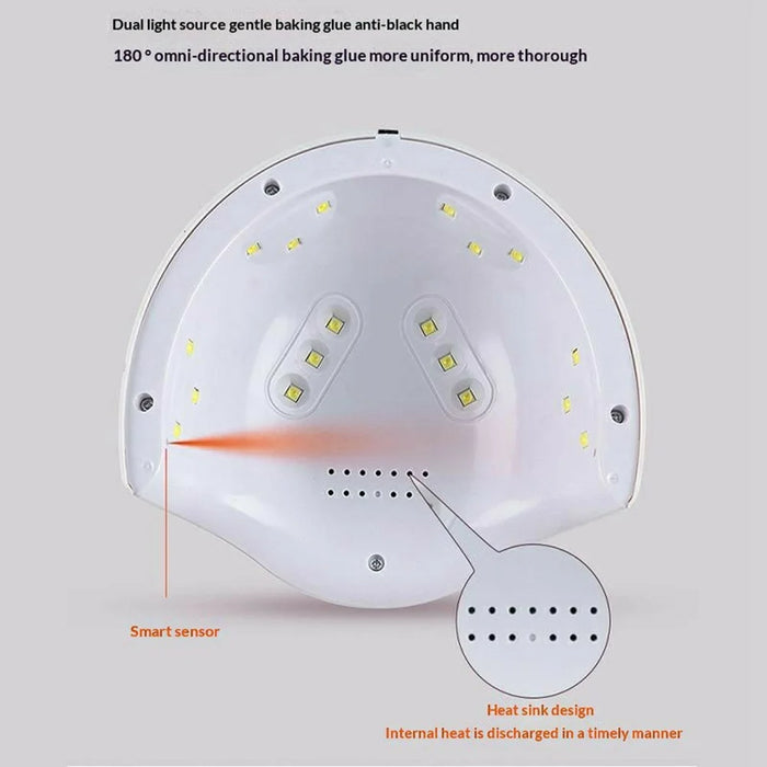 SML T13 12-LED Nail Lamp with Base UV Curing Light Professional Dual Light Source for Nail Art  /  Gel Polish  /  Manicure - White - 2