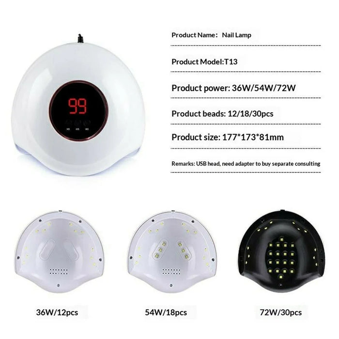 SML T13 30-LED Nail Lamp with Base UV Curing Light Professional Dual Light Source for Nail Art  /  Gel Polish  /  Manicure - White - 6