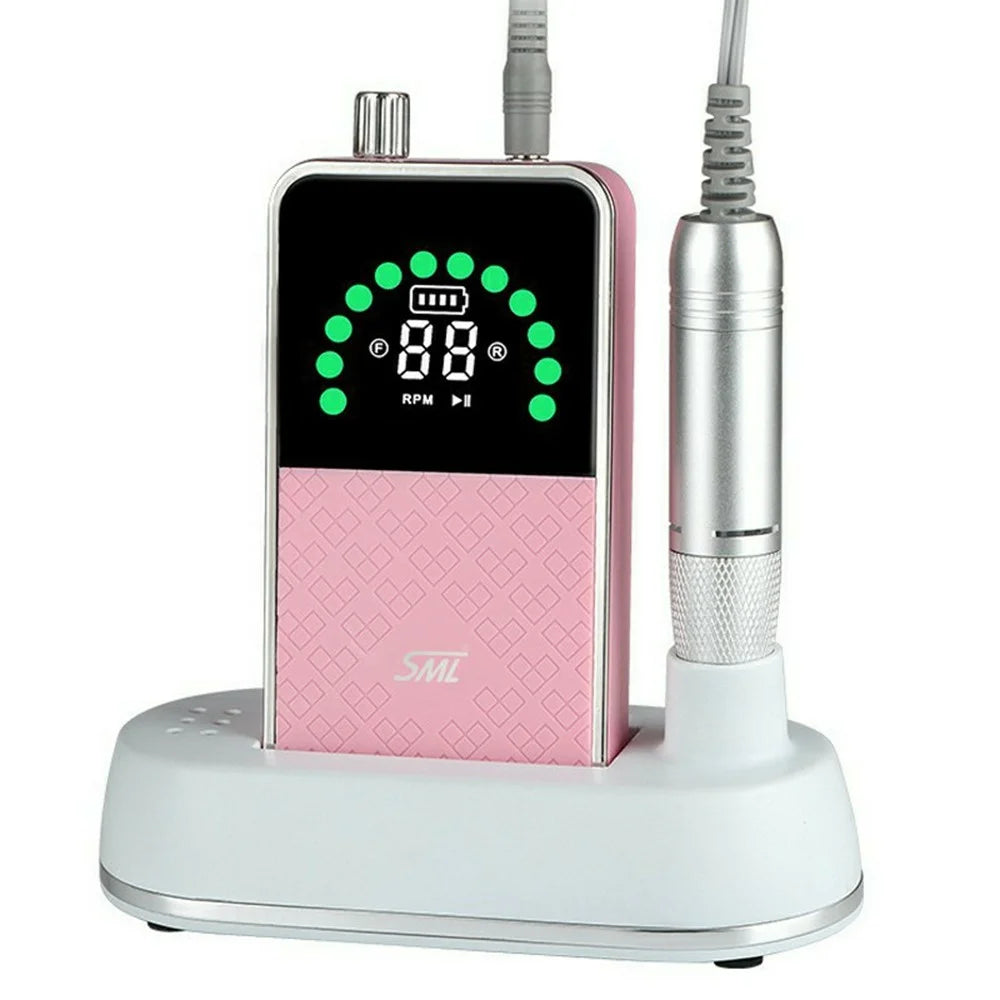 SML Portable Nail Drill Machine 50000 RPM Handheld Nail Remover with Digital Display - Pink - 1