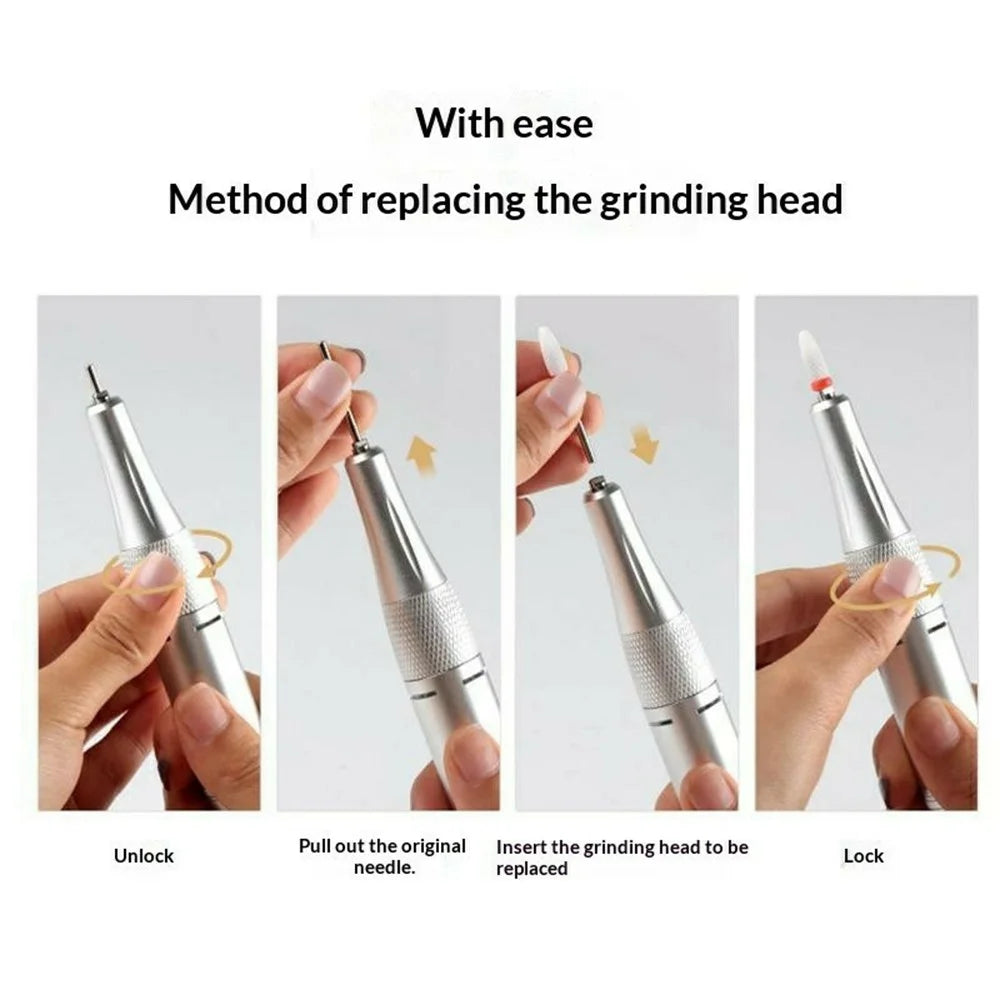 SML Portable Nail Drill Machine 50000 RPM Handheld Nail Remover with Digital Display - Pink - 6
