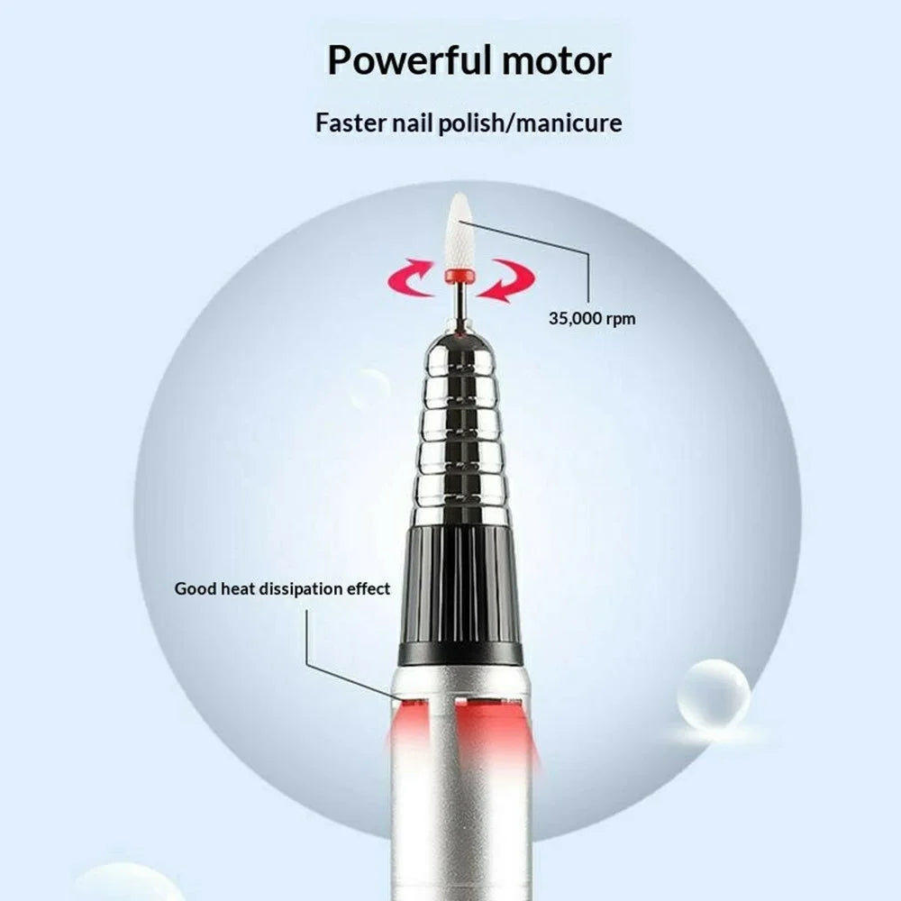 SML Nail Drill Machine 35000 RPM High Speed Electric Manicure Pedicure File for Acrylic Gel Nails  /  Shaping  /  Polishing - White - 2