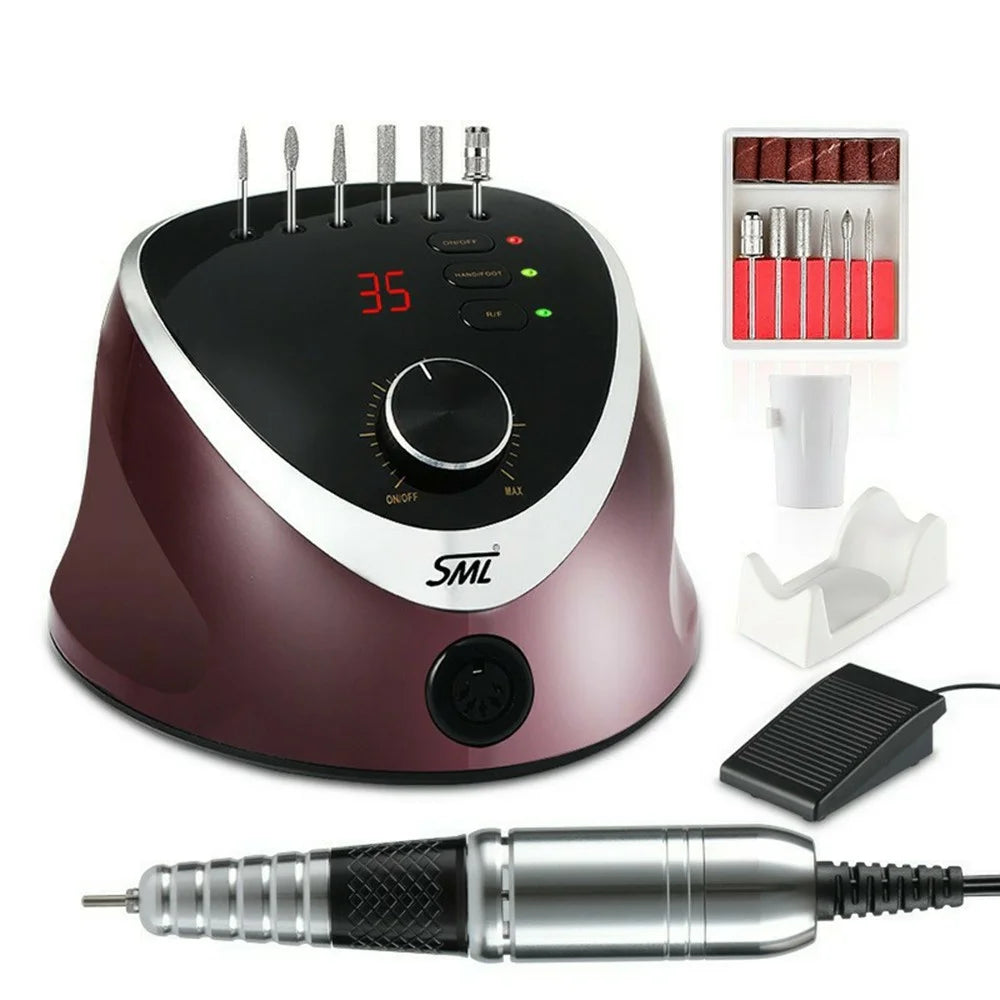 SML Nail Drill Machine 35000 RPM High Speed Electric Manicure Pedicure File for Acrylic Gel Nails  /  Shaping  /  Polishing - White - 7