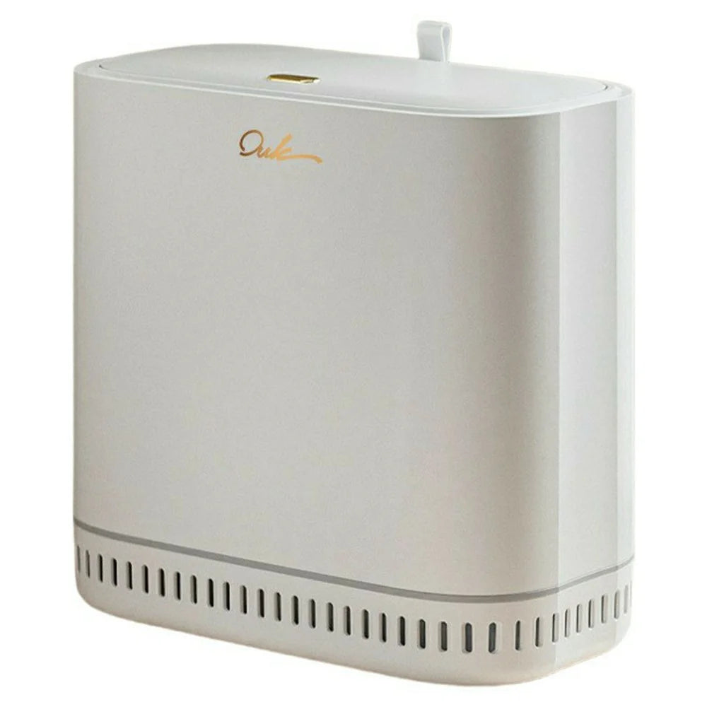 OUK 28 x 15 x 29cm Slim Bathroom Trash Can with Lid, Space-Saving Narrow Gap Sealed Toilet Waste Bin - White - 1