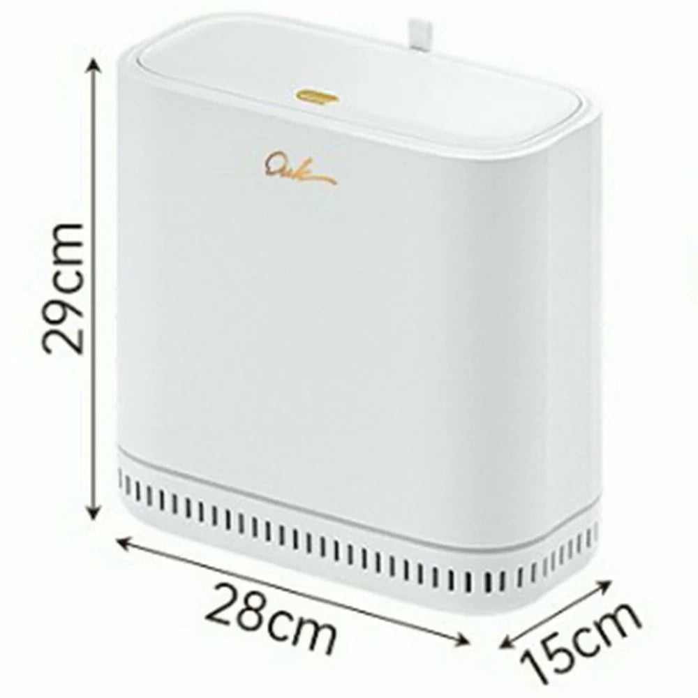 OUK 28 x 15 x 29cm Slim Bathroom Trash Can with Lid, Space-Saving Narrow Gap Sealed Toilet Waste Bin - White - 7