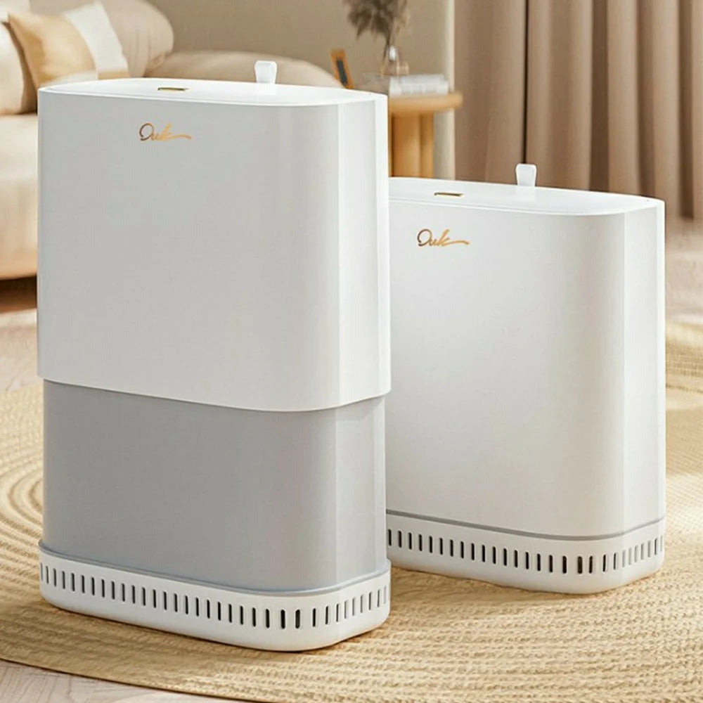 OUK 31 x 15.5 x 32cm Slim Bathroom Trash Can with Lid, Space-Saving Narrow Gap Sealed Toilet Waste Bin - White - 5