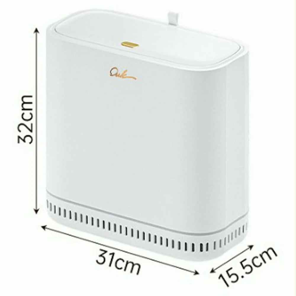 OUK 31 x 15.5 x 32cm Slim Bathroom Trash Can with Lid, Space-Saving Narrow Gap Sealed Toilet Waste Bin - White - 7