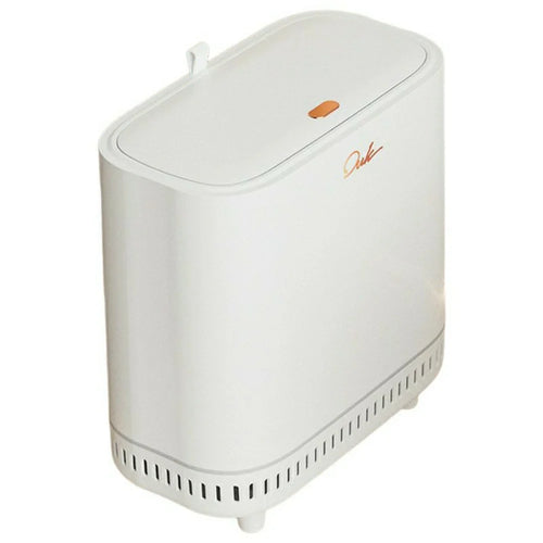 OUK 28 x 15 x 31cm Raised Feet Design Slim Bathroom Trash Can with Lid, Space-Saving Narrow Gap Sealed Toilet Waste Bin - White - 1