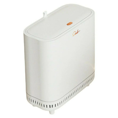 OUK 35 x 15 x 31cm Raised Feet Design Slim Bathroom Trash Can with Lid, Space-Saving Narrow Gap Sealed Toilet Waste Bin - White - 1