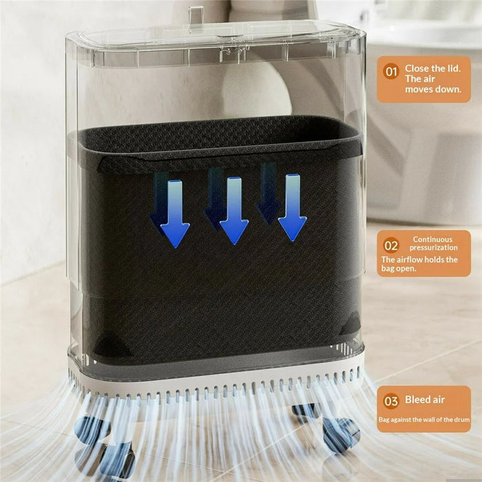 OUK 31 x 15 x 38cm Slim Bathroom Trash Can with Wheels / Lid, Space-Saving Narrow Gap Sealed Toilet Waste Bin - White - 2