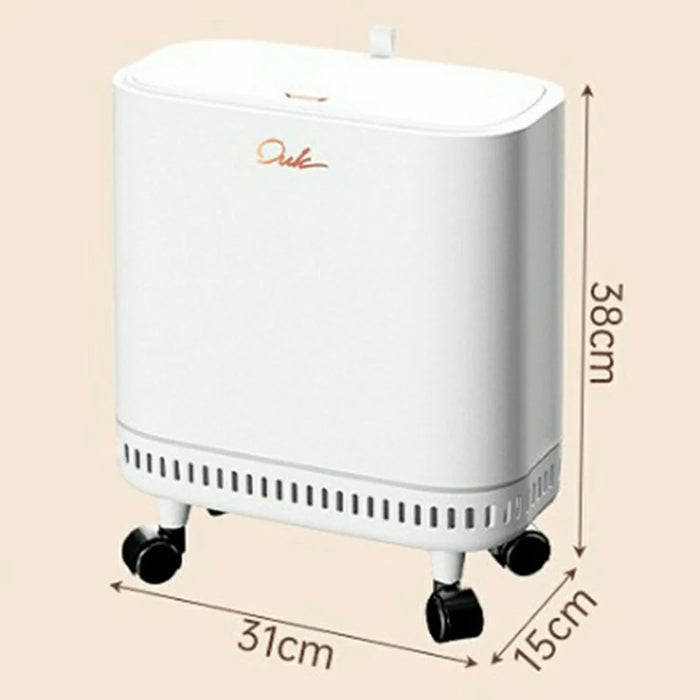 OUK 31 x 15 x 38cm Slim Bathroom Trash Can with Wheels / Lid, Space-Saving Narrow Gap Sealed Toilet Waste Bin - White - 6