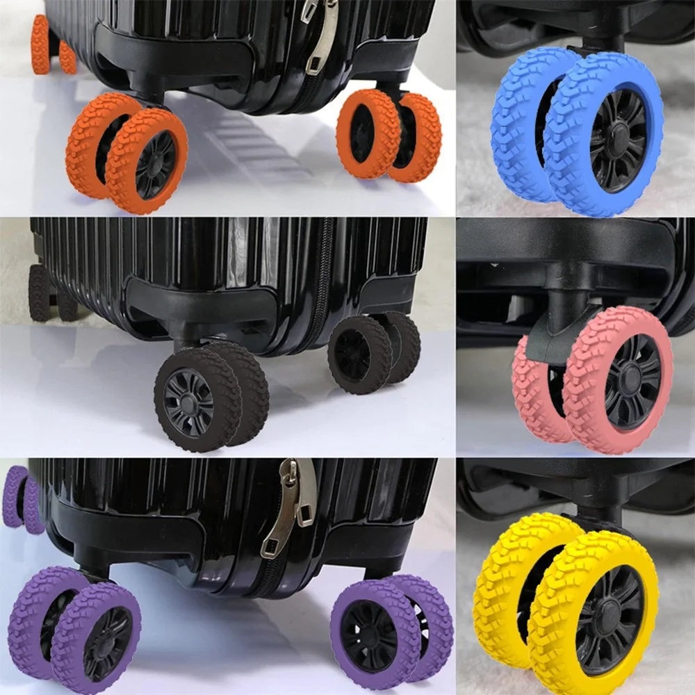 8Pcs Wheel Protector for 20-30 Inch Luggage Suitcase Silicone Wheel Covers Anti Slip Noise Reduction Wear Resistant - Blue - 3