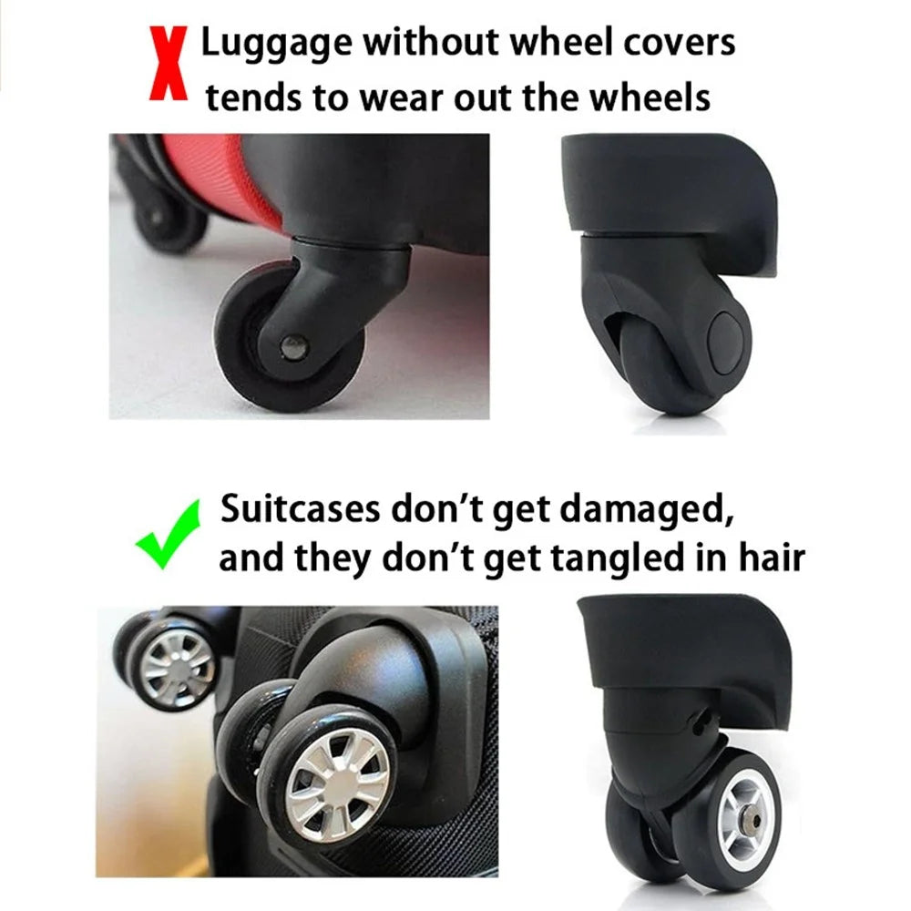 8Pcs Wheel Protector for 20-30 Inch Luggage Suitcase Silicone Wheel Covers Anti Slip Noise Reduction Wear Resistant - Blue - 4