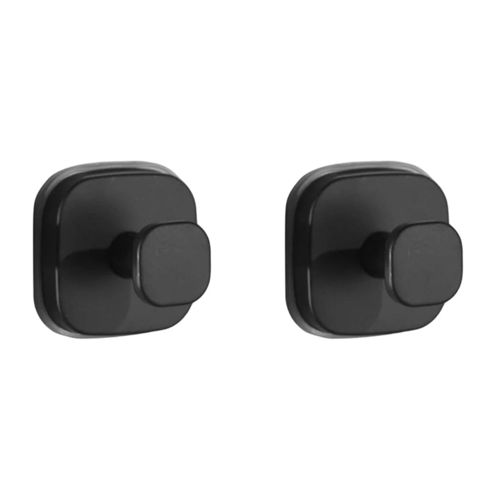 2Pcs Suction Cup Hanger for Bathroom Bedroom Kitchen Wall Hook Stainless Steel Square Storage Holder - Black - 1