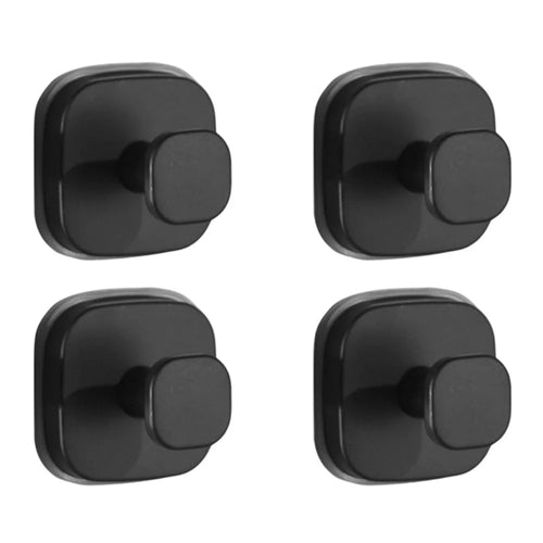 4Pcs Stainless Steel Hooks Suction Cup No Drill Square Hanger for Bathroom Kitchen - Black - 1