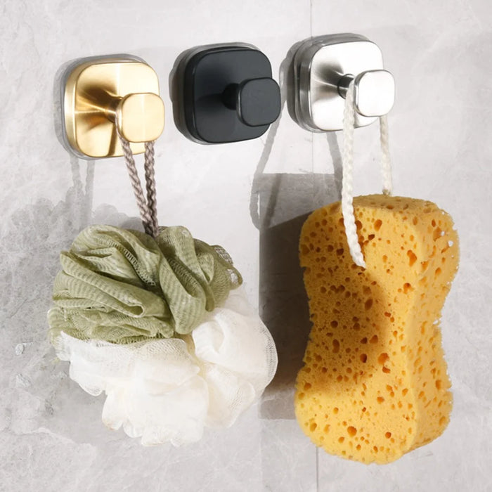 4Pcs Stainless Steel Hooks Suction Cup No Drill Square Hanger for Bathroom Kitchen - Black - 3