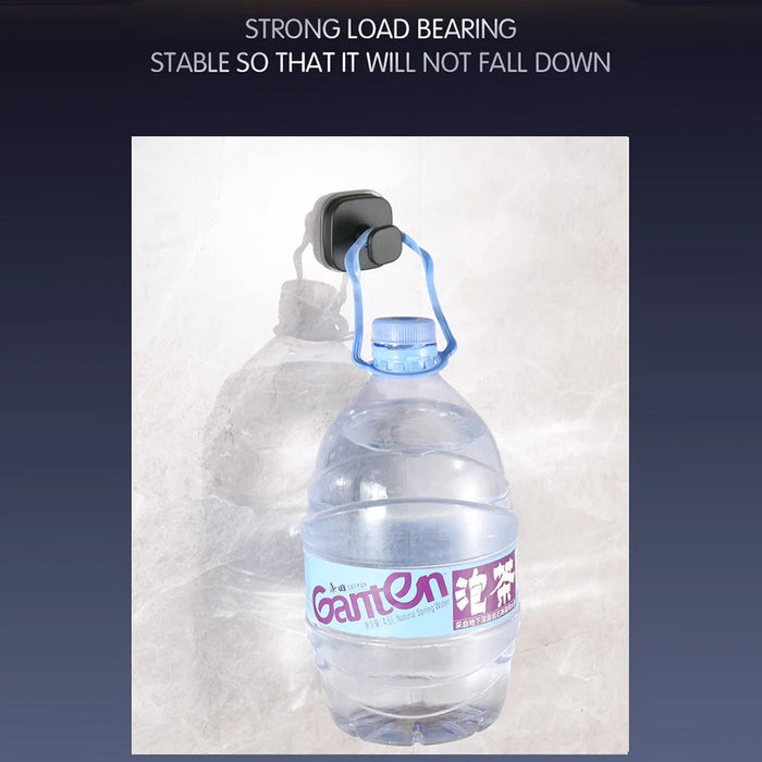 4Pcs Stainless Steel Hooks Suction Cup No Drill Square Hanger for Bathroom Kitchen - Black - 4