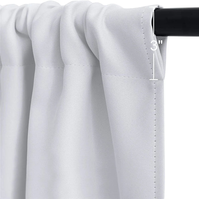 2Pcs 106 x 91cm Solid Color Short Curtain Blackout Small Cafe Curtain for Kitchen - White - 3