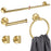 5Pcs Bathroom Hardware Set Stainless Steel Towel Bar Tissue Holder Wall Mounted Storage Hook - Gold - 1