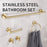 5Pcs Bathroom Hardware Set Stainless Steel Towel Bar Tissue Holder Wall Mounted Storage Hook - Gold - 2